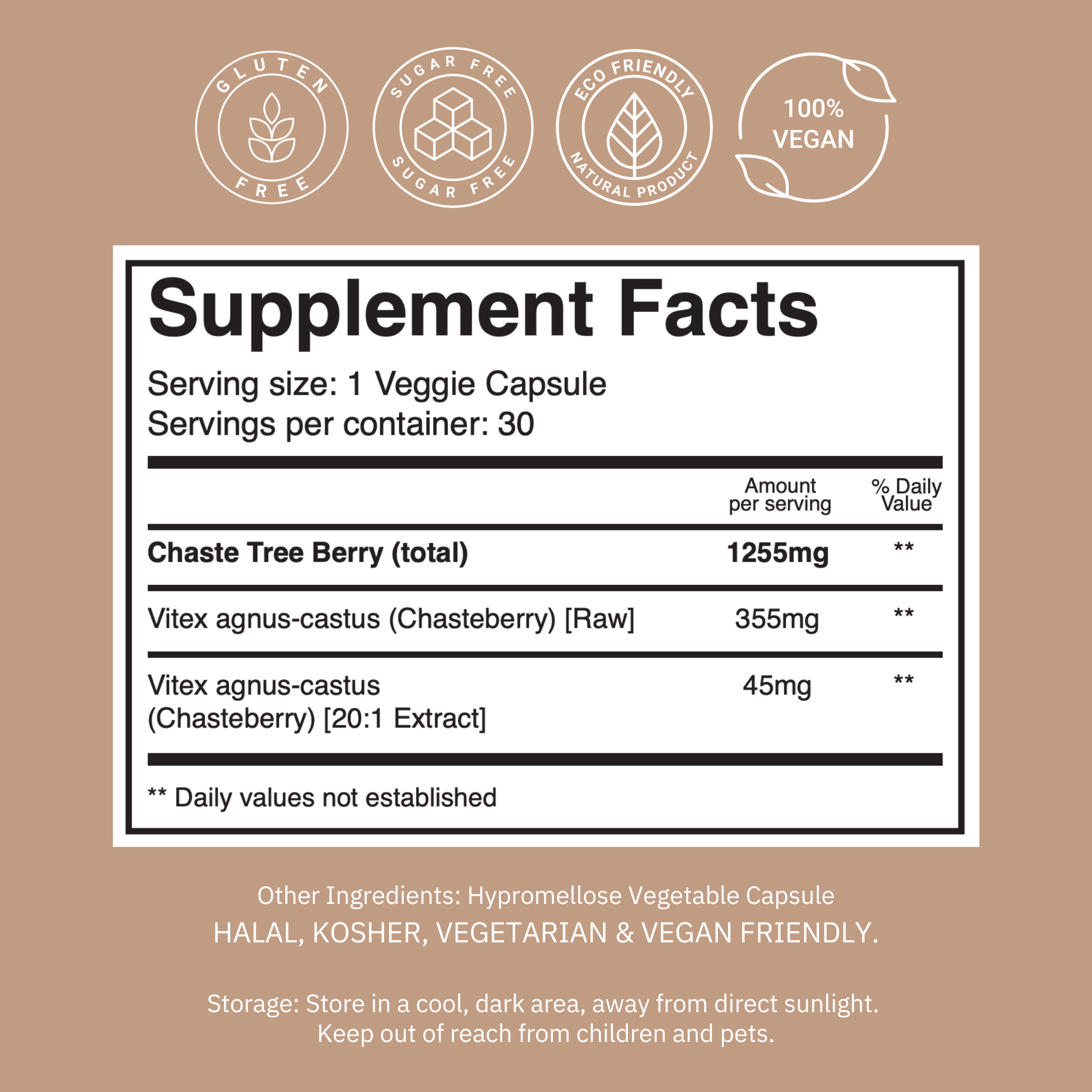 Vitex Berry – 1255mg, 30 Capsules