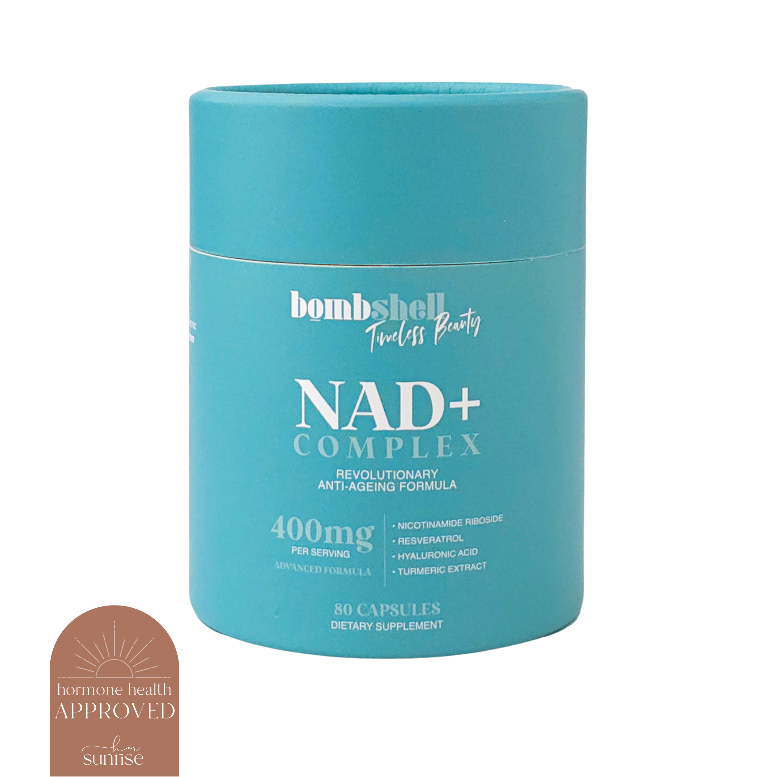 NAD+ Complex: Nicotinamide Riboside, Resveratrol, Hyaluronic Acid & Turmeric Extract - 40 Day Supply